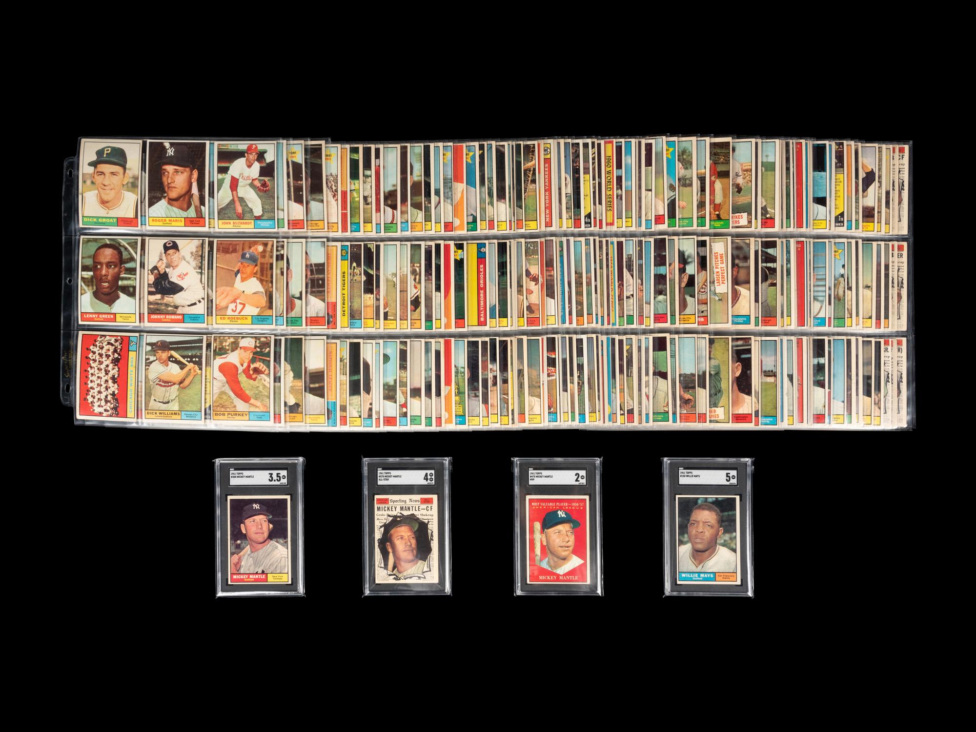 A Complete Set of 1961 Topps Baseball Cards Including SGC Graded Key Cards (589/589),