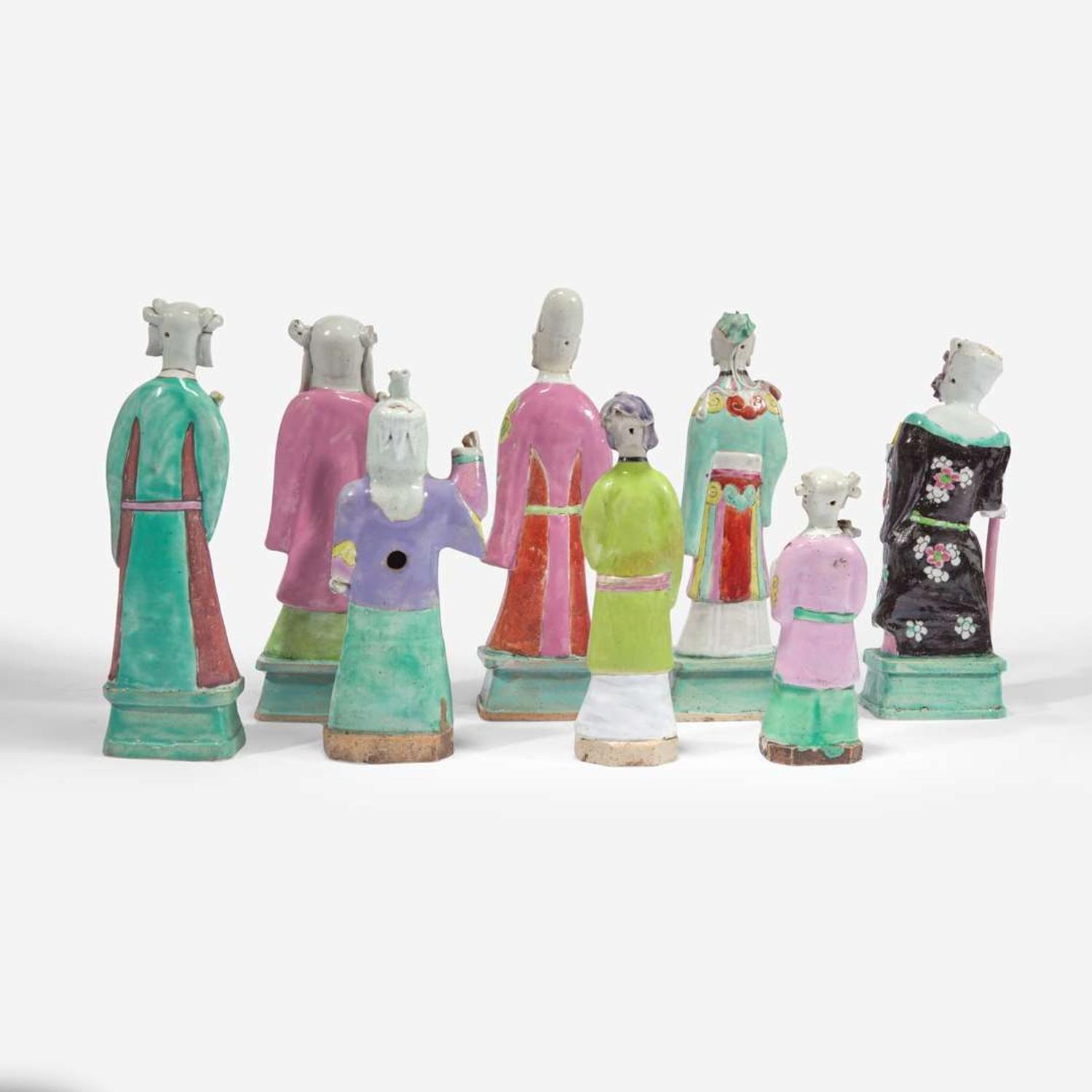 An assembled group of eight Chinese enameled porcelain immortals 瓷塑八仙一组 18th/19th century ???????