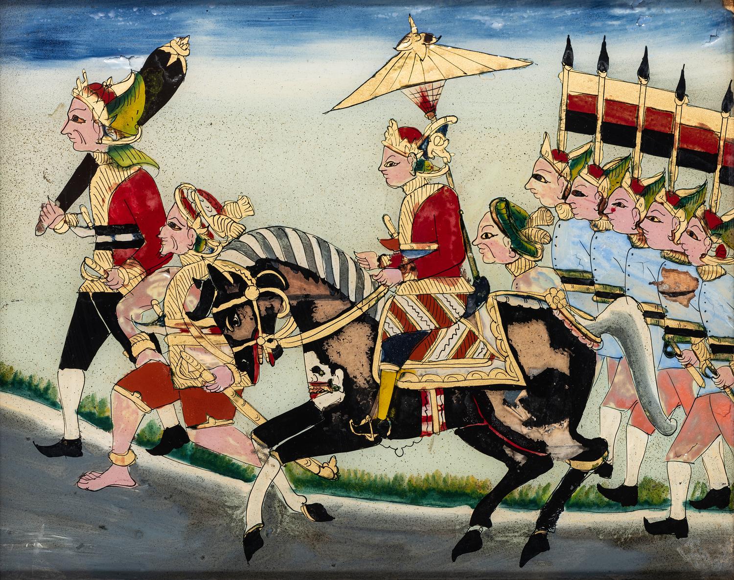 Three Javanese Reverse Glass Paintings
