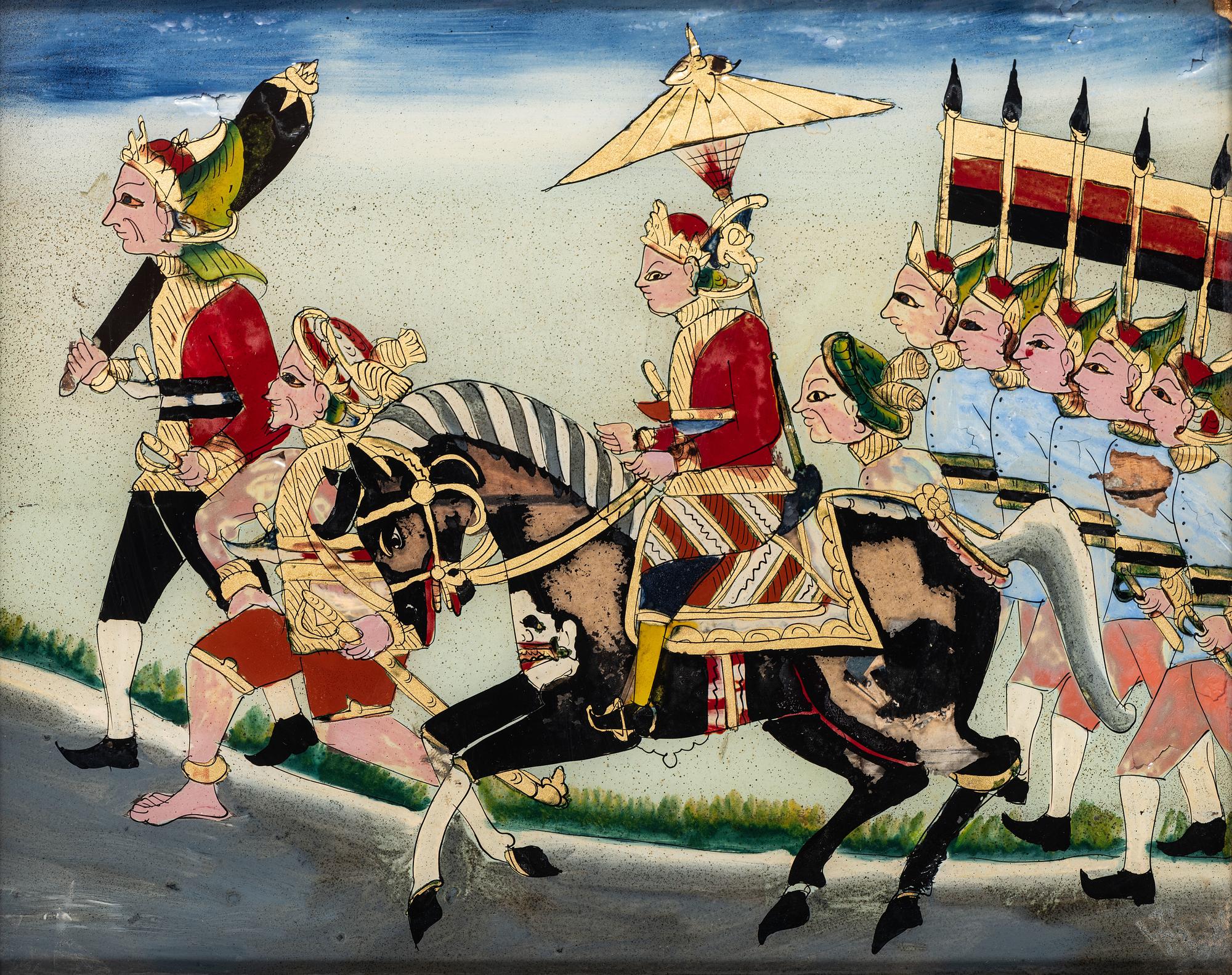Three Javanese Reverse Glass Paintings