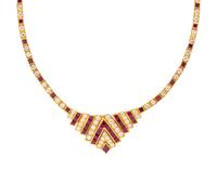 VAN CLEEF & ARPELS, YELLOW GOLD, RUBY AND DIAMOND NECKLACE