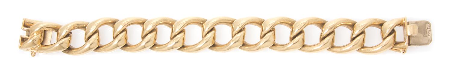 A 14 Karat Yellow Gold Link Bracelet, 63.30 dwts.