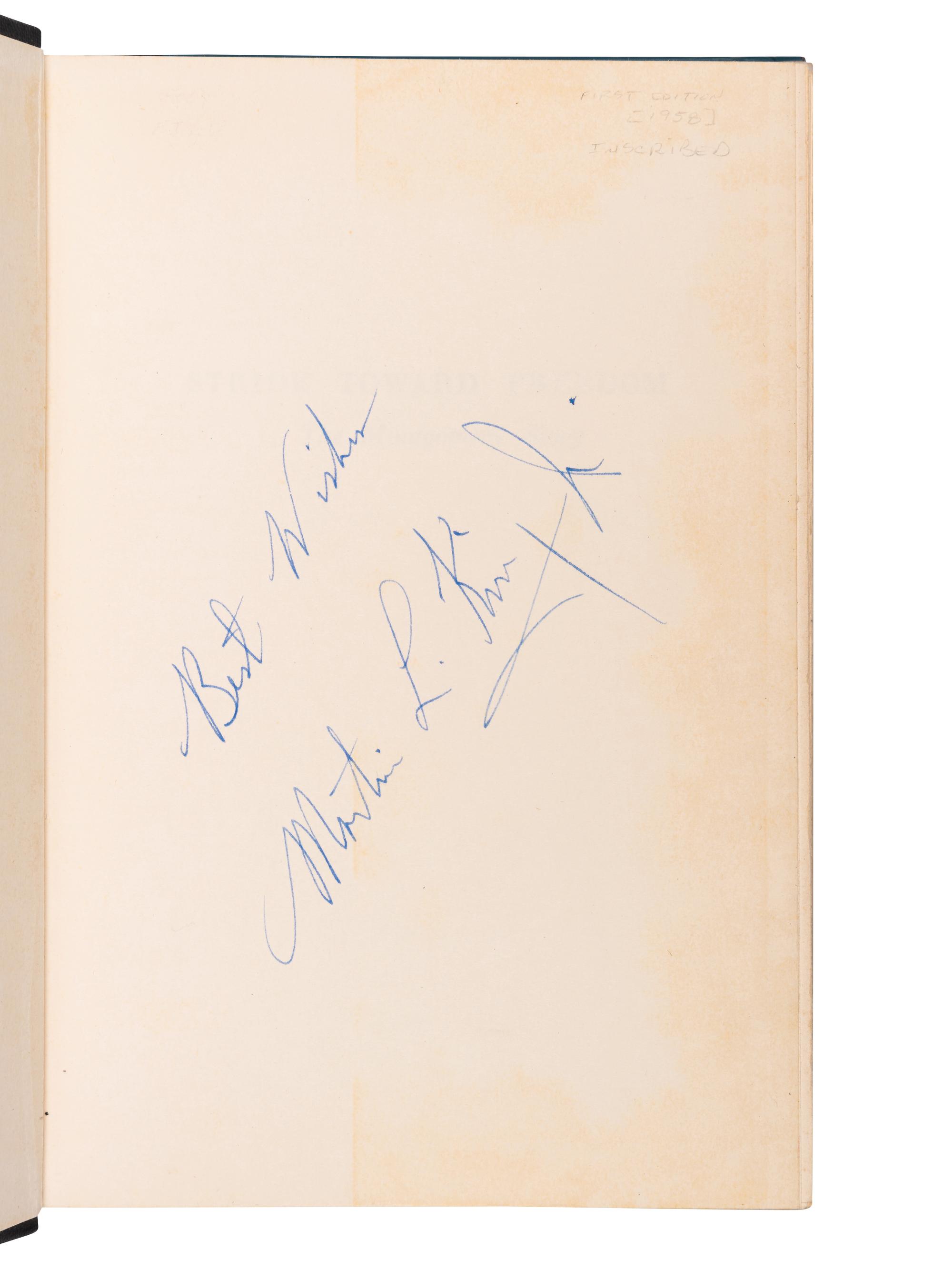 KING, Martin Luther, Jr. (1929-1968). Stride Toward Freedom . The Montgomery Story. New York: Harper & Brothers, 1958.