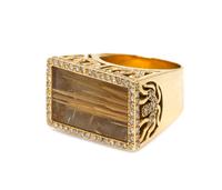 An 18 Karat Yellow Gold, Rutilated Quartz and Diamond Ring, 11.20 dwts.