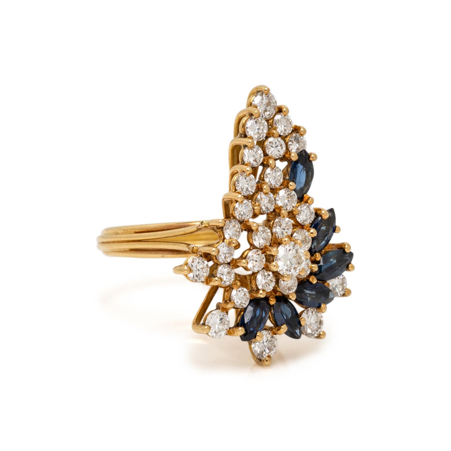 YELLOW GOLD, DIAMOND, AND SAPPHIRE RING AND NECKLACE