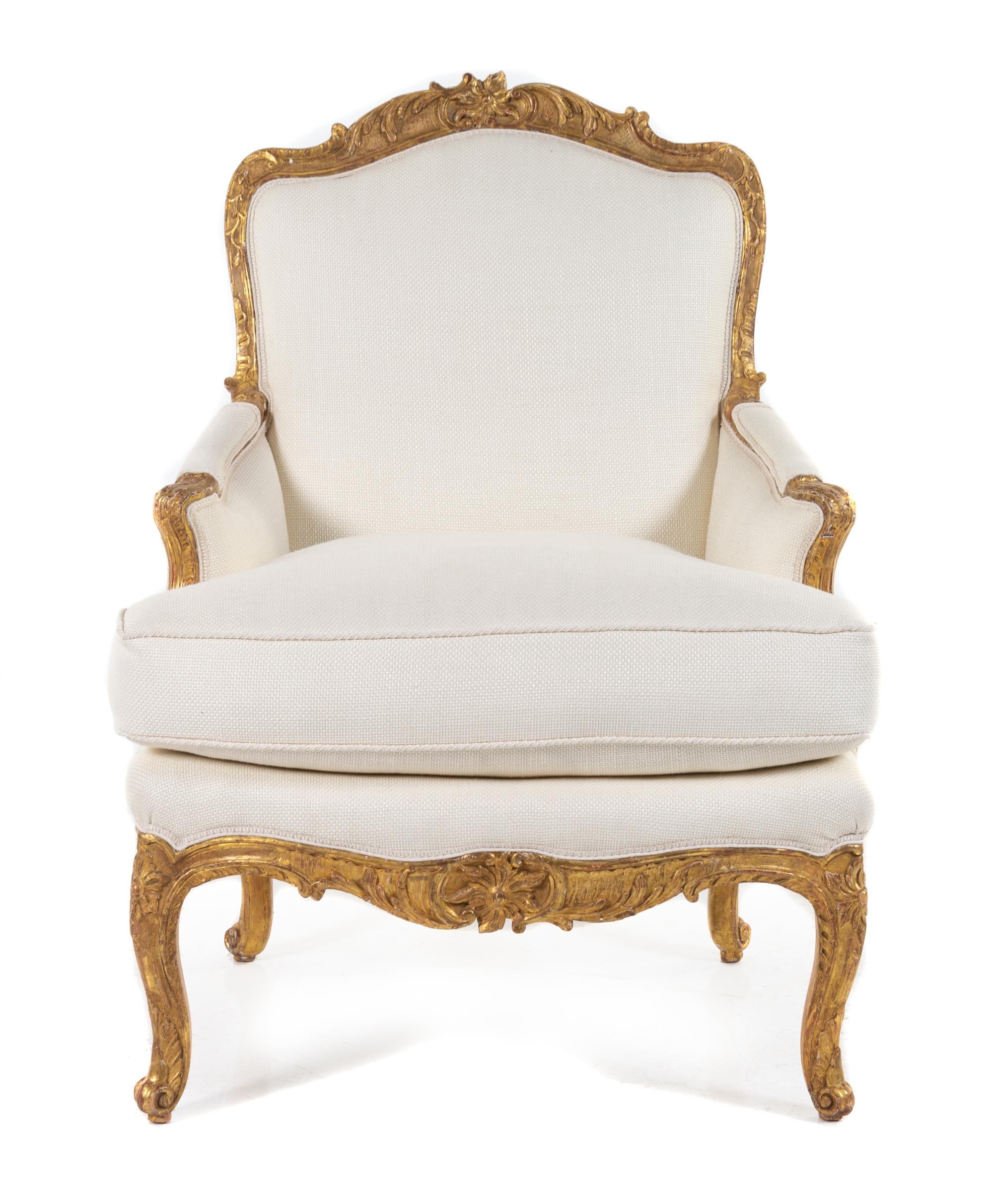 A Regence Giltwood Bergere Height 38 inches. — ATTRIBUTED TO JEAN-ETIENNE SAINT-GEORGES (FRENCH, 1723-1790), CIRCA 1745