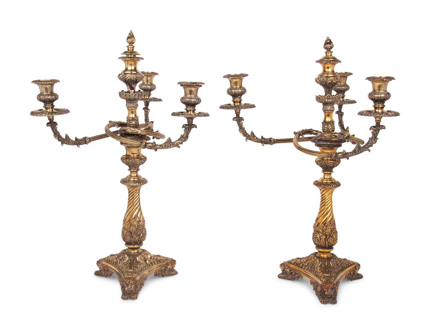 A Pair of Old Sheffield Plate Candelabra