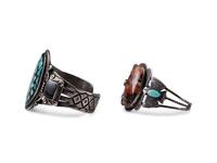 Navajo Silver Cuff Bracelets, with Inlay