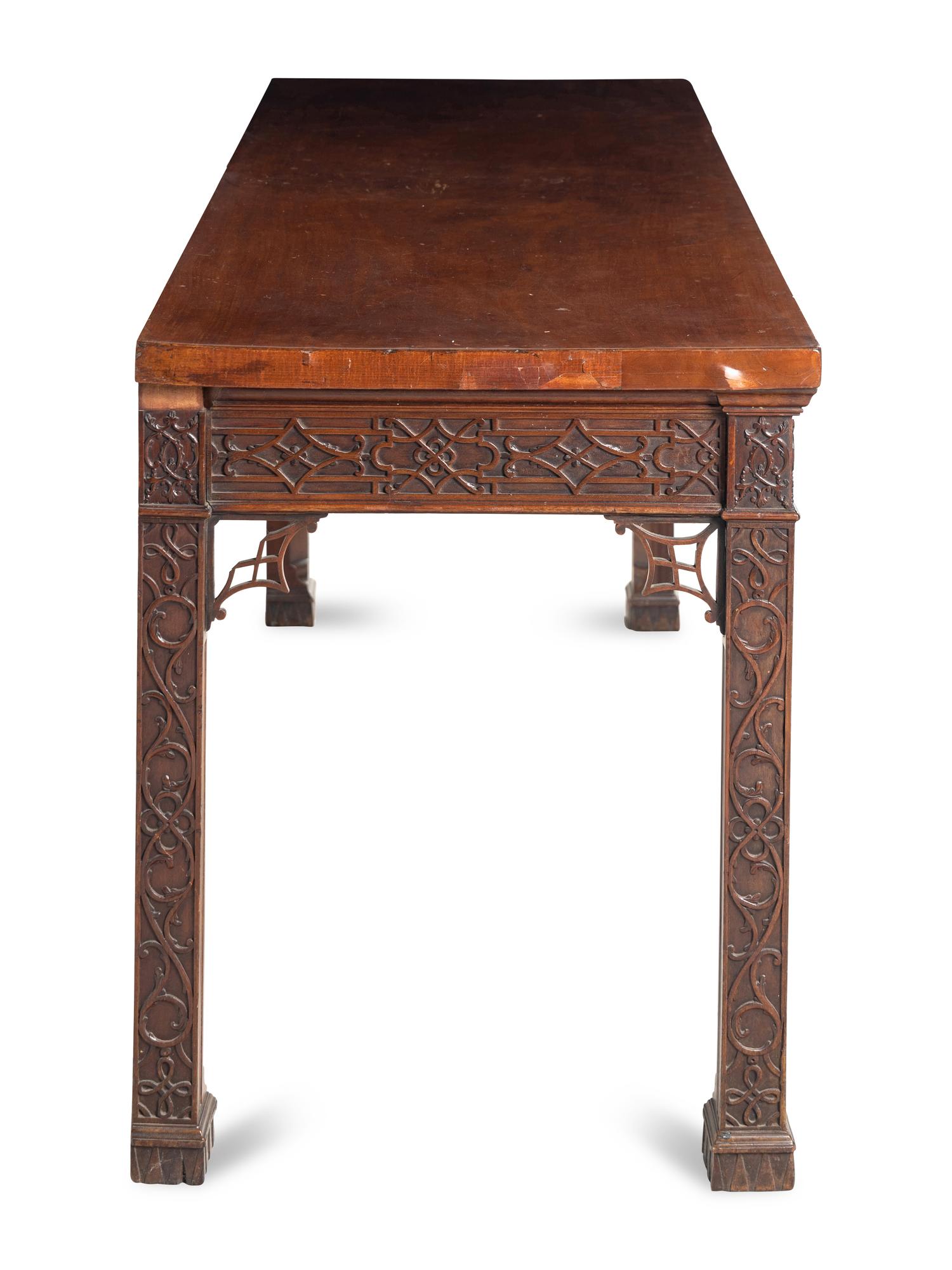 A George III "Chinese Chippendale" Style Mahogany Console Table