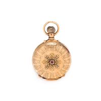 CALHOUN, 14K PINK GOLD HUNTER CASE POCKET WATCH