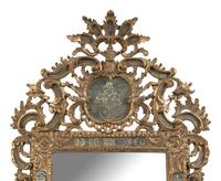 A Pair of Italian Baroque Style Giltwood and Etched Glass Mirrors