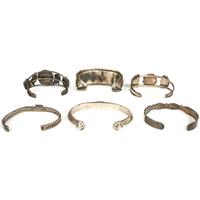 Navajo and Zuni Silver Cuff Bracelets, with Inlay
