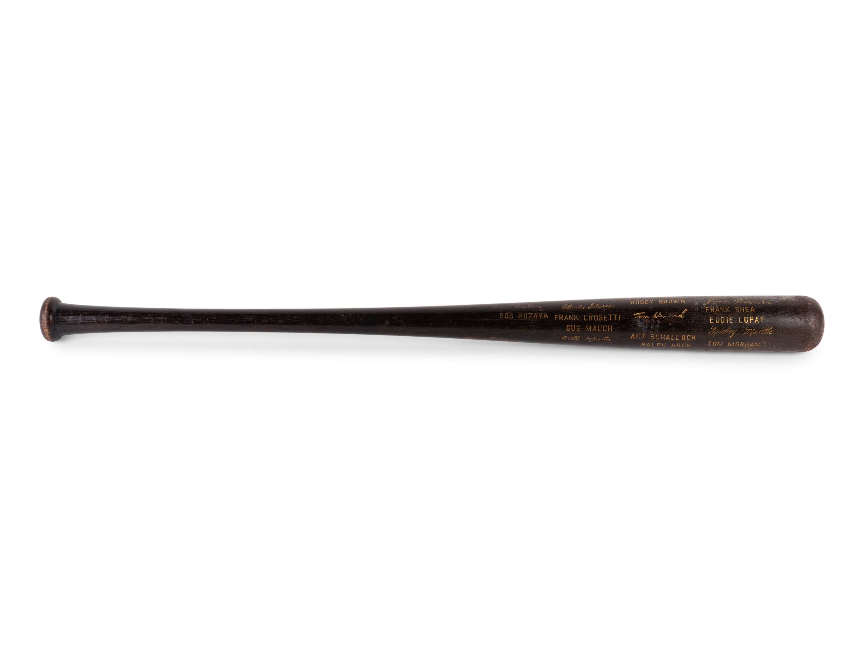 A 1951 New York Yankees World Series Champions Presentation Black Bat,
