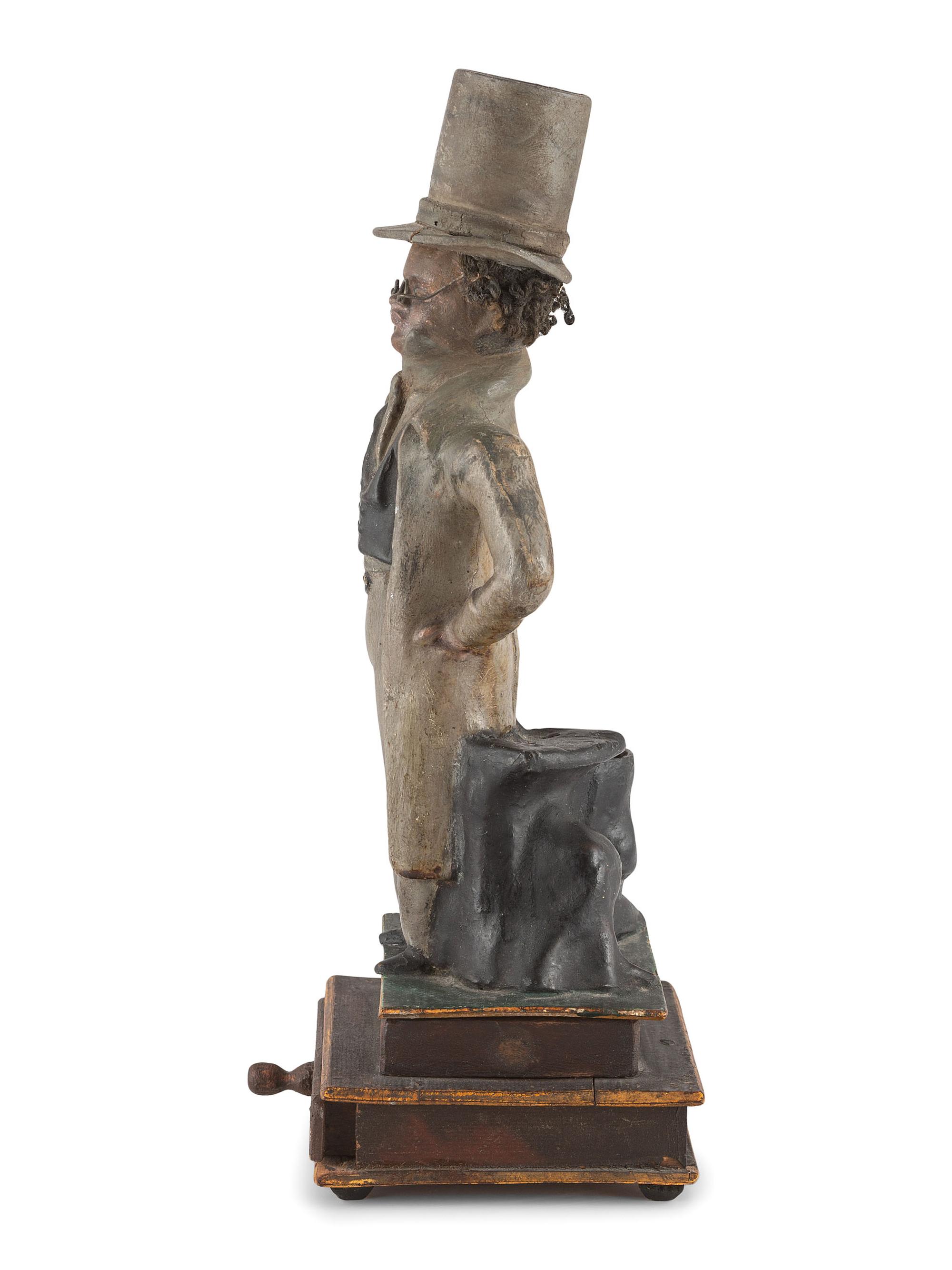 A Folk Art Carved Wood Elderly Gent Match Holder