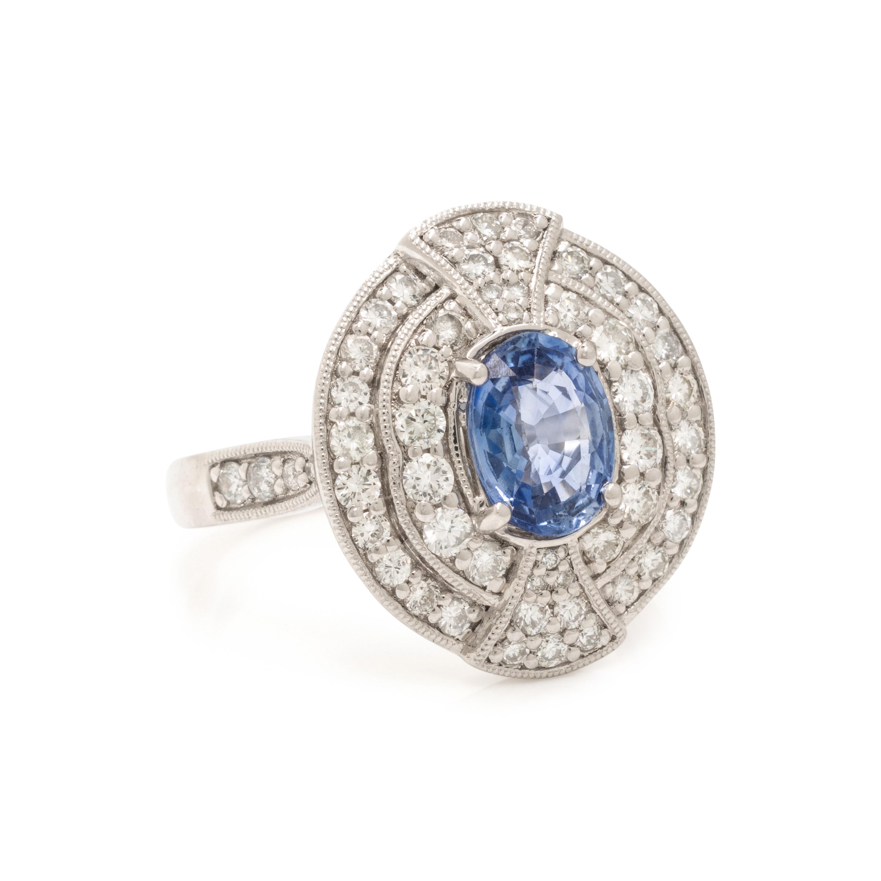 Oscar Friedman, Sapphire, Diamond, and Platinum Ring
