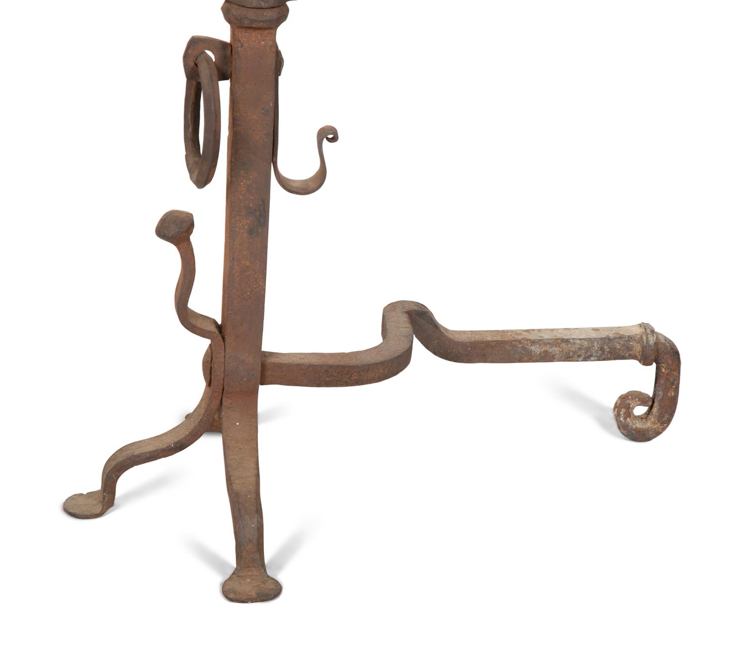 A Pair of Continental Iron Large Andirons — 19TH CENTURY