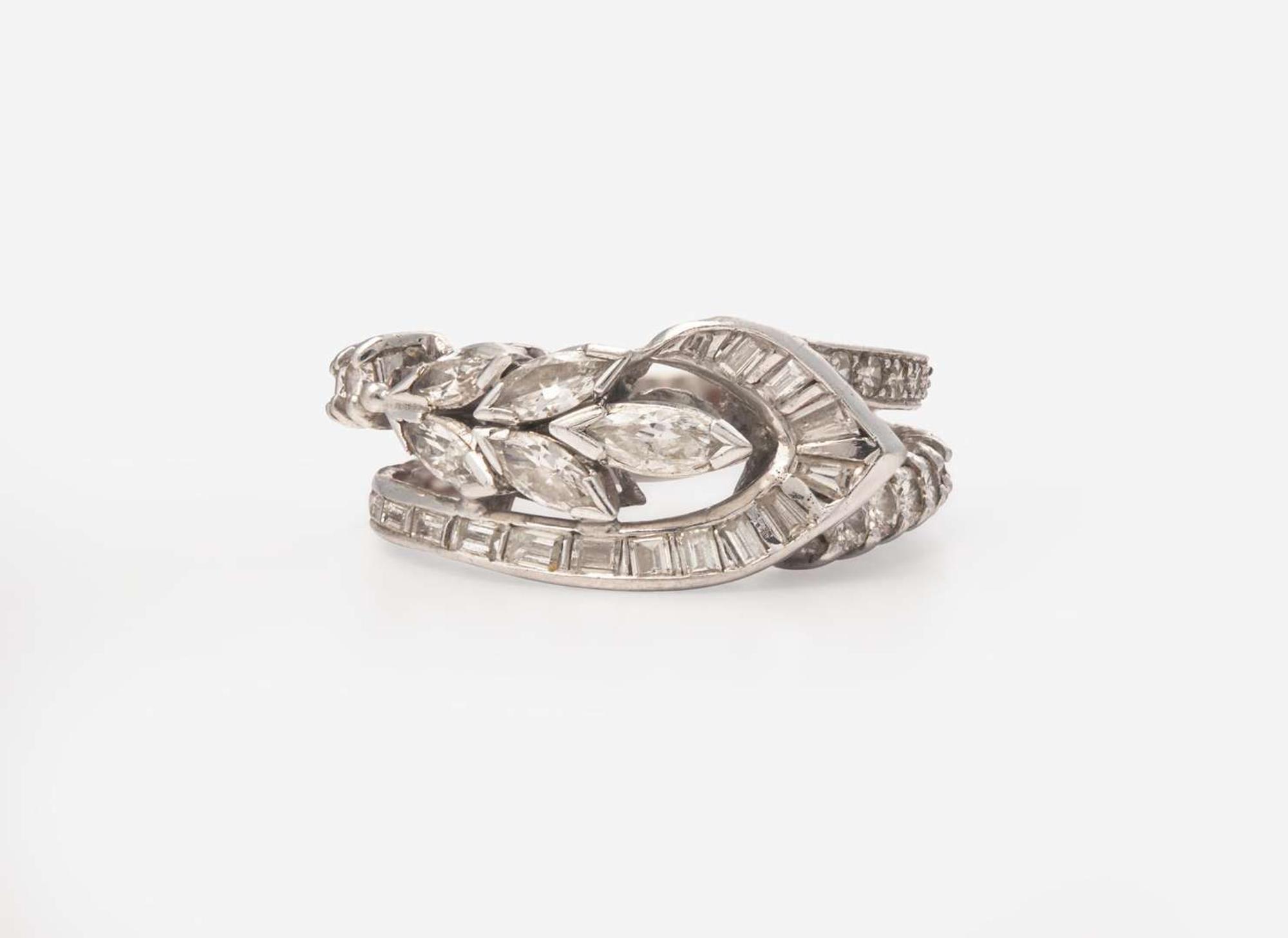 A Ladies Platinum and Diamond Ring