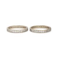 Pair of Diamond and White Gold Eternity Bands
