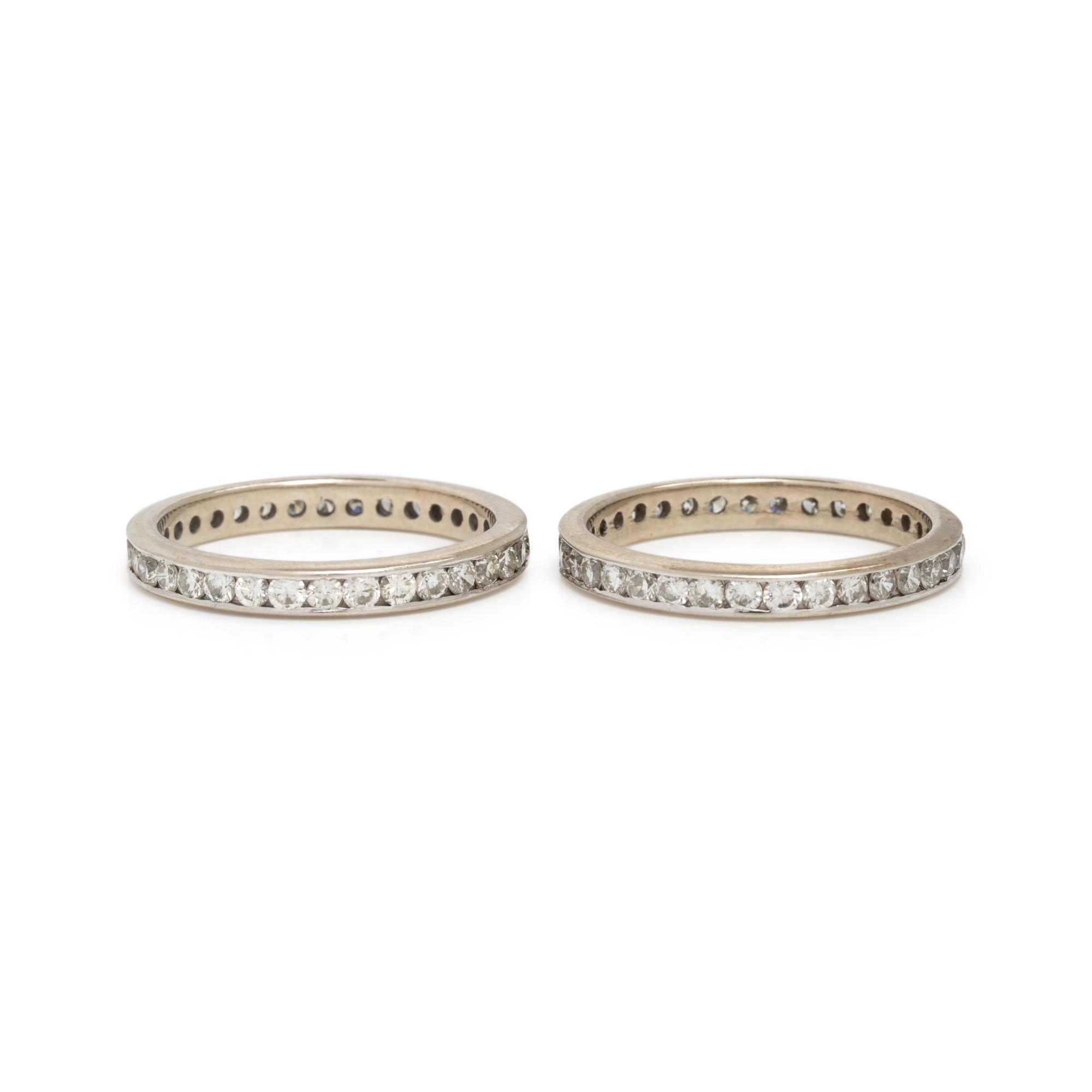 Pair of Diamond and White Gold Eternity Bands