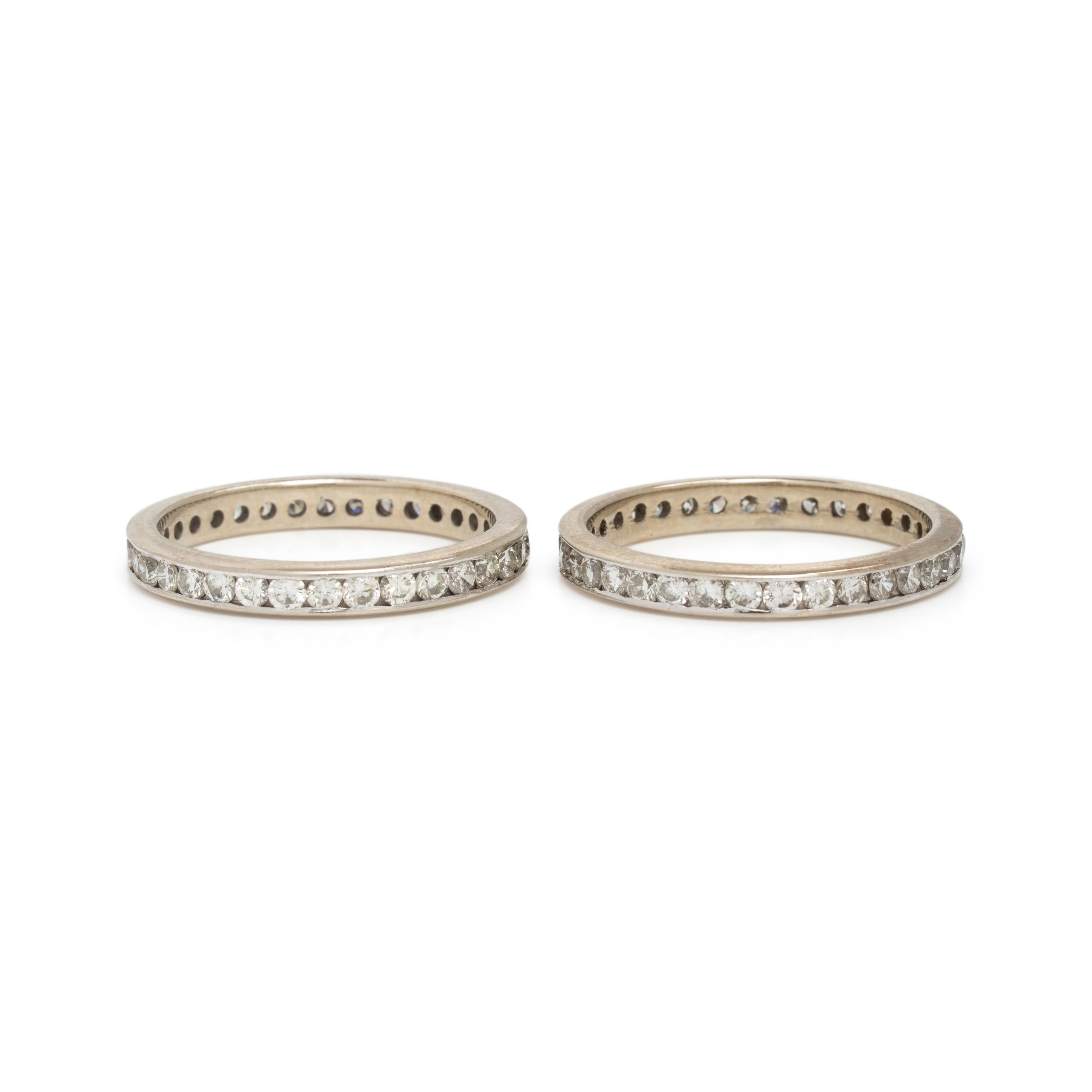 Pair of Diamond and White Gold Eternity Bands