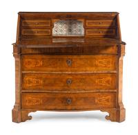 An Italian Marquetry and Burl Walnut Slant-Front Desk