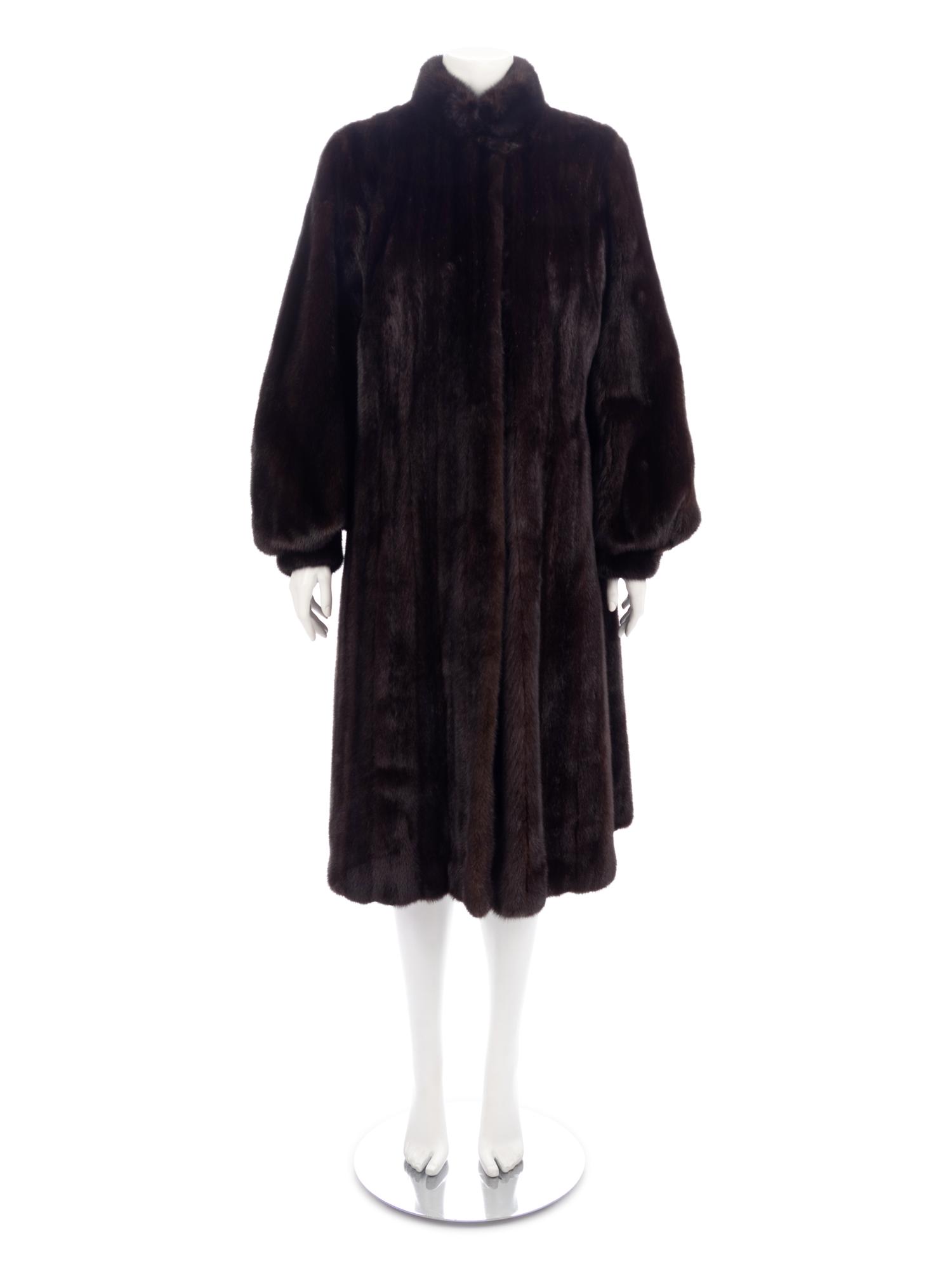Long Dark Brown Mink Coat with Full Sleeves, 1990-2010s
