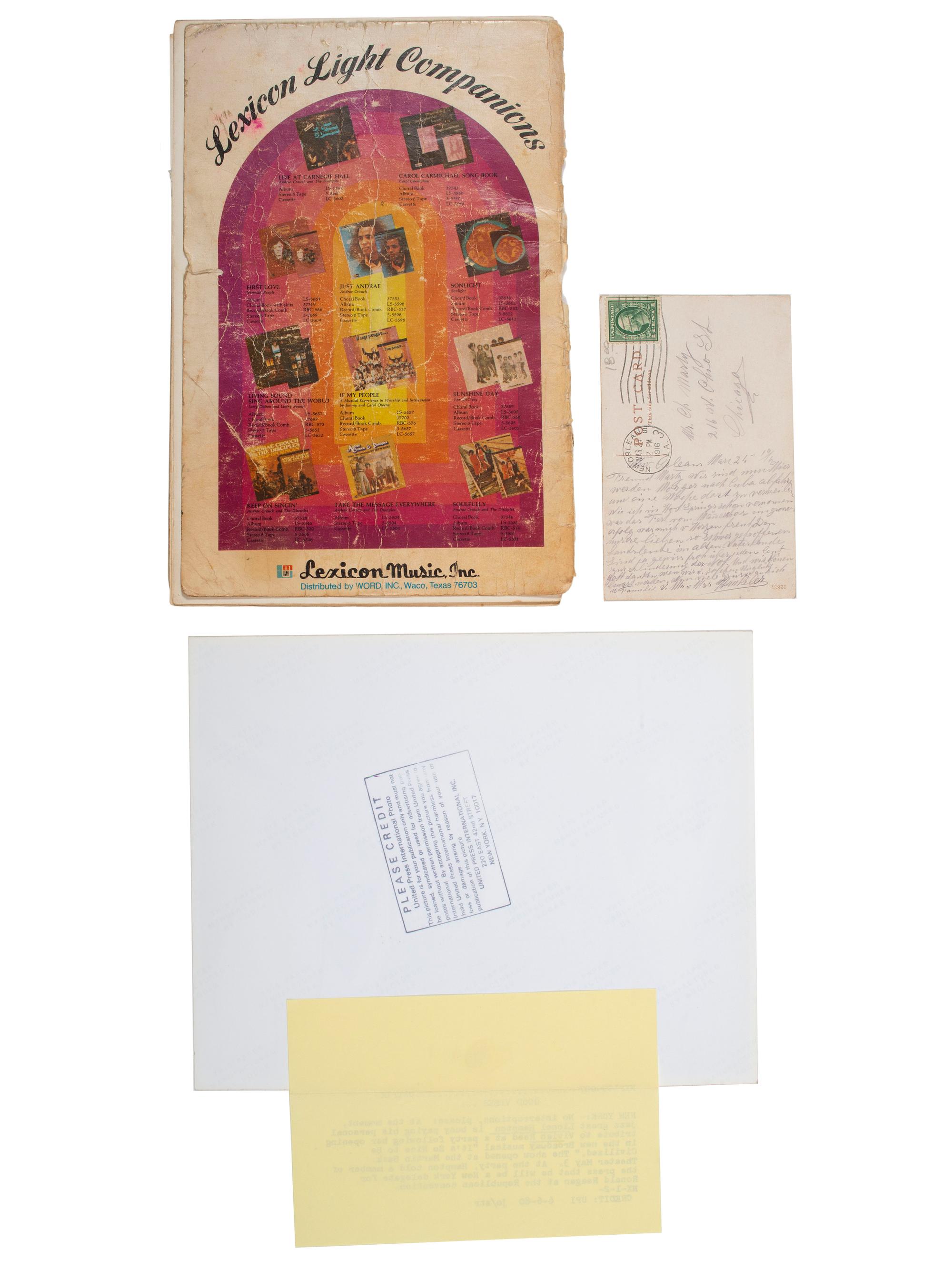 [AFRICAN AMERICANA]. A group of 10 items, featuring press photographs of high profile African Americans, incl. Arthur Shores, Stevie Wonder, and Jesse Jackson.