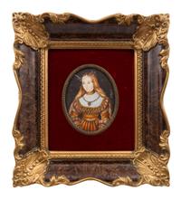 A Collection of Nine Framed Italian Miniature Portraits