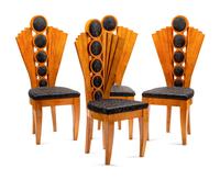 A Set of Four Art Deco Style Burlwood Dining Chairs