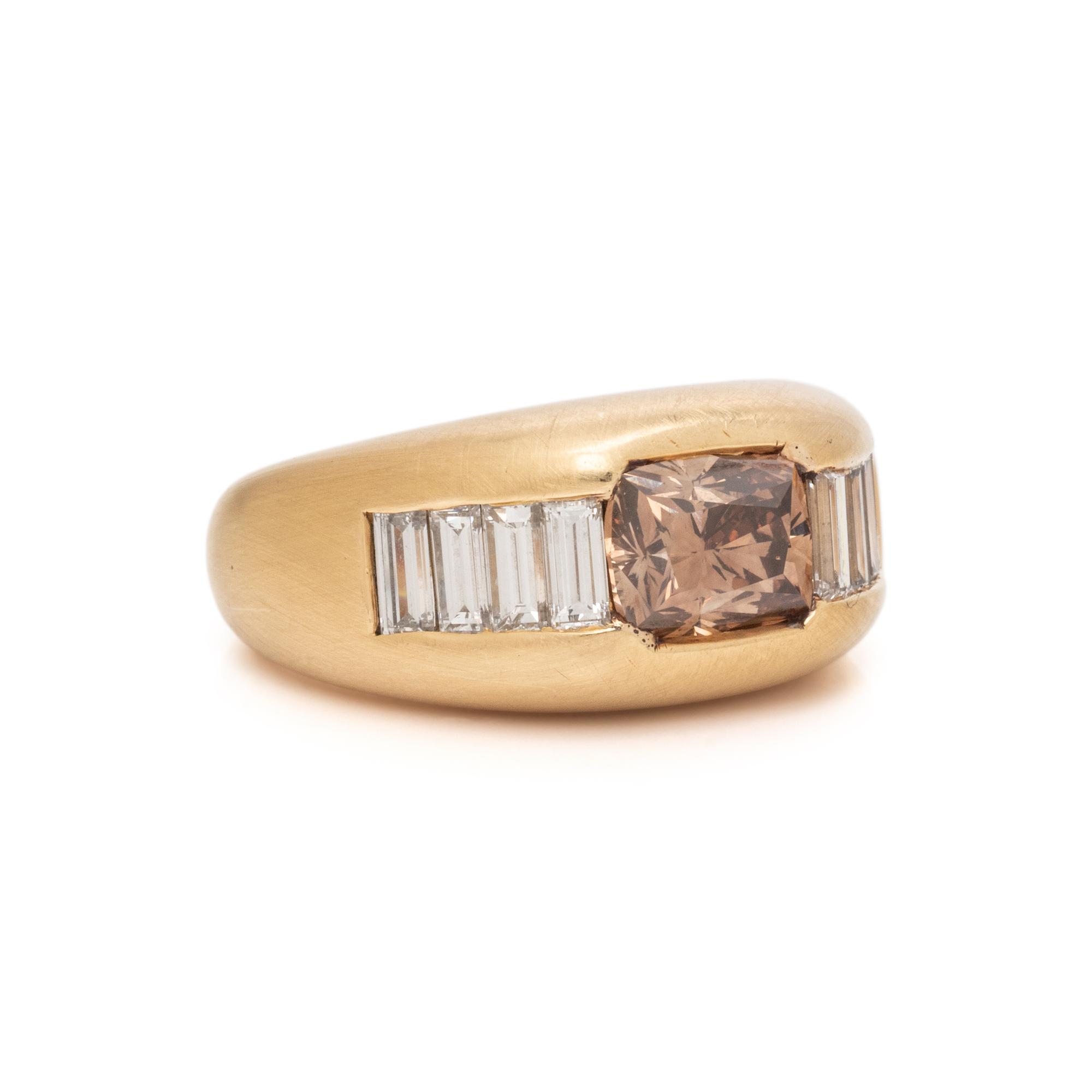 YELLOW GOLD, BROWN DIAMOND, AND DIAMOND RING