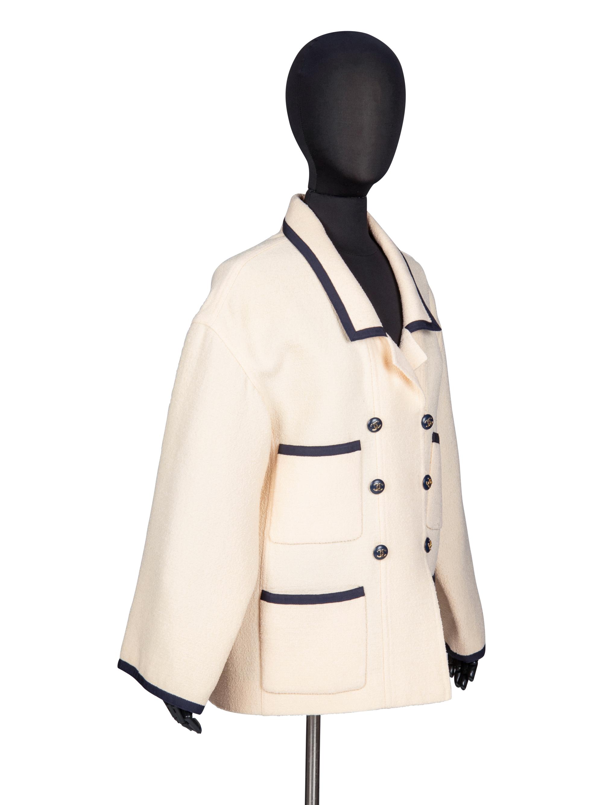 Chanel, Cream & Navy Tweed Jacket