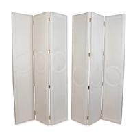 A Pair of Upholstered Three-Panel Floor Screens