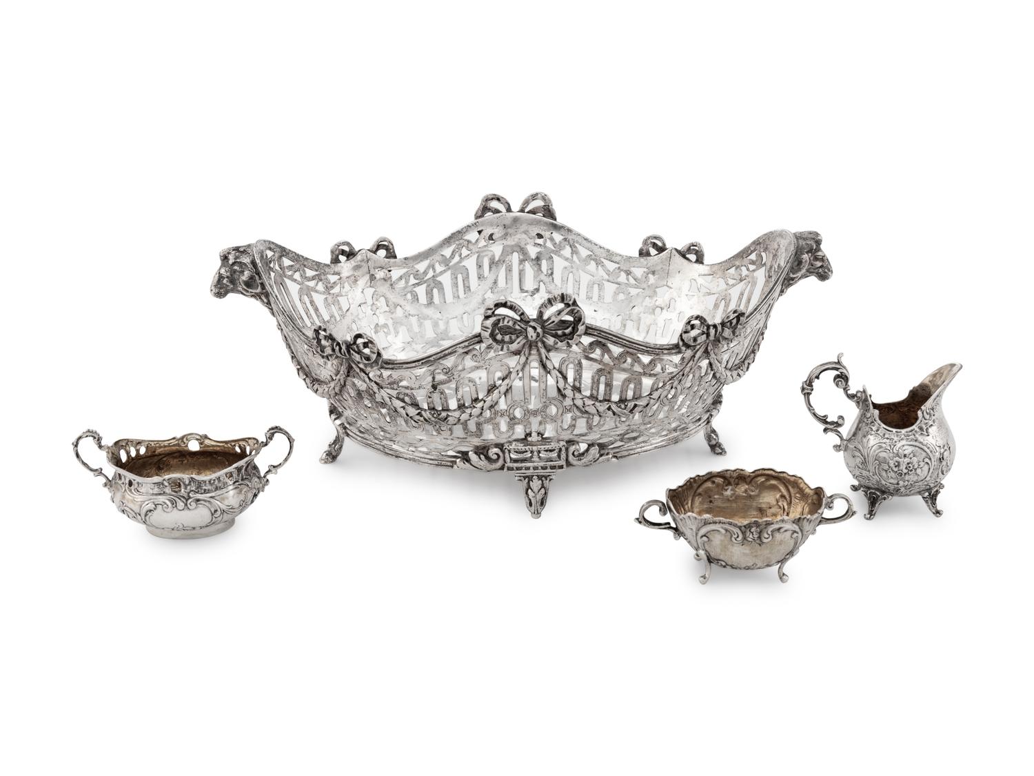 A Group of Four German Silver Table Articles