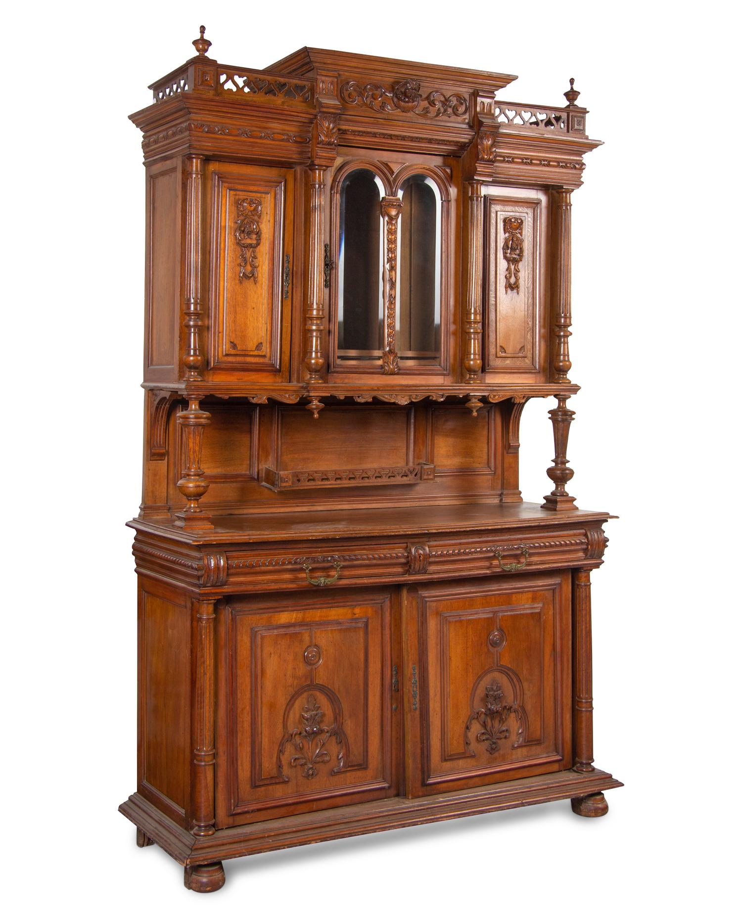 A Renaissance Revival Carved Walnut Serving Cabinet
