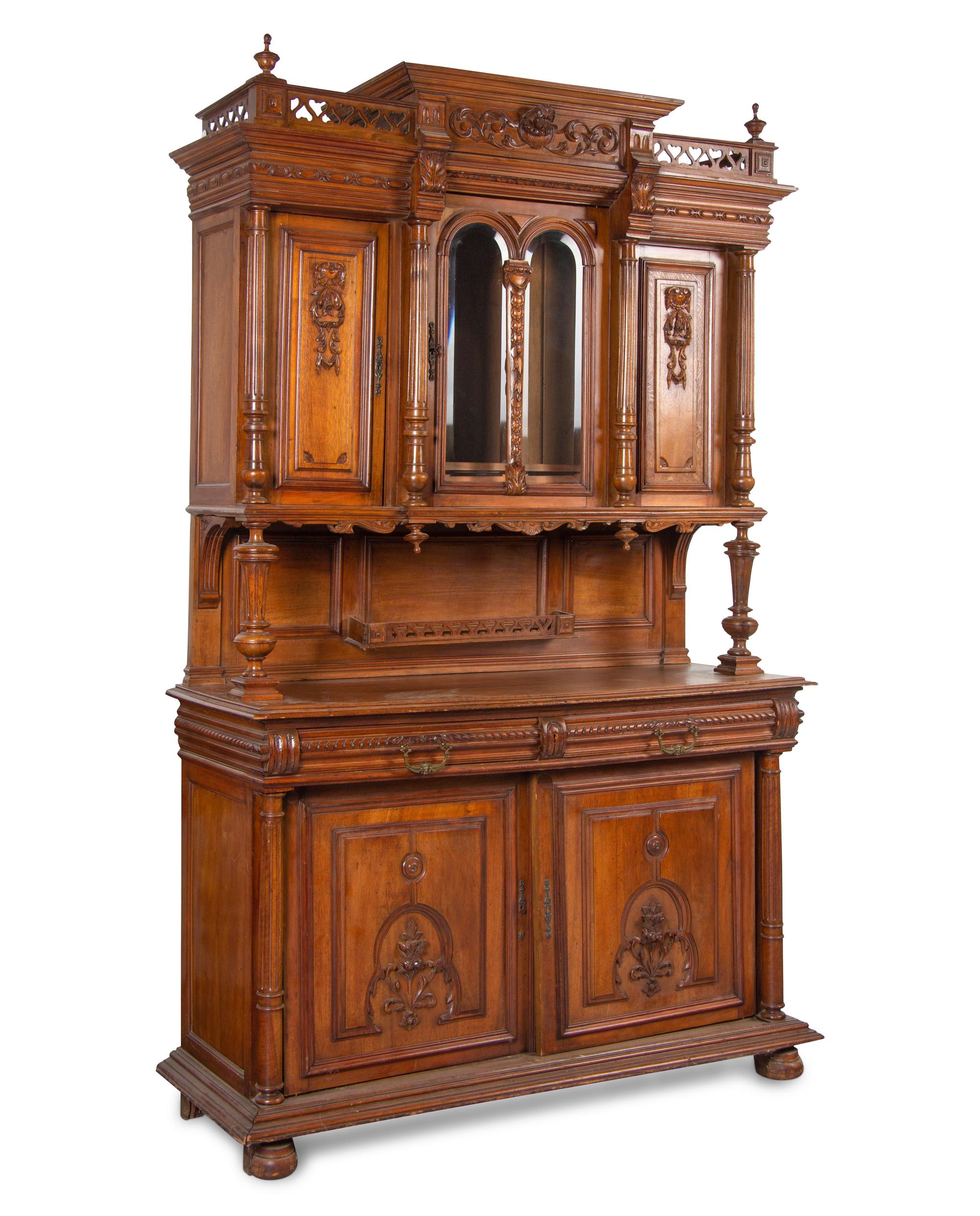 A Renaissance Revival Carved Walnut Serving Cabinet