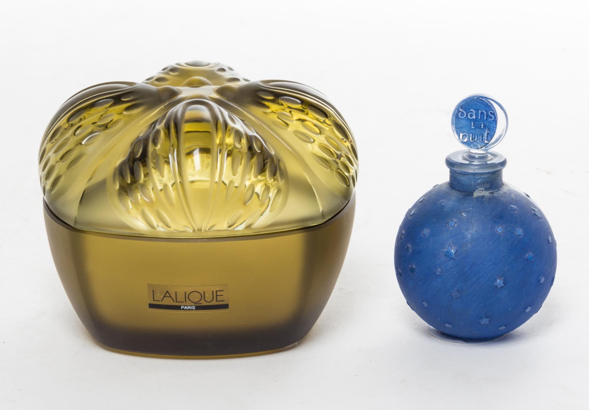 Two Lalique Glass Articles Width of larger 4 inches.