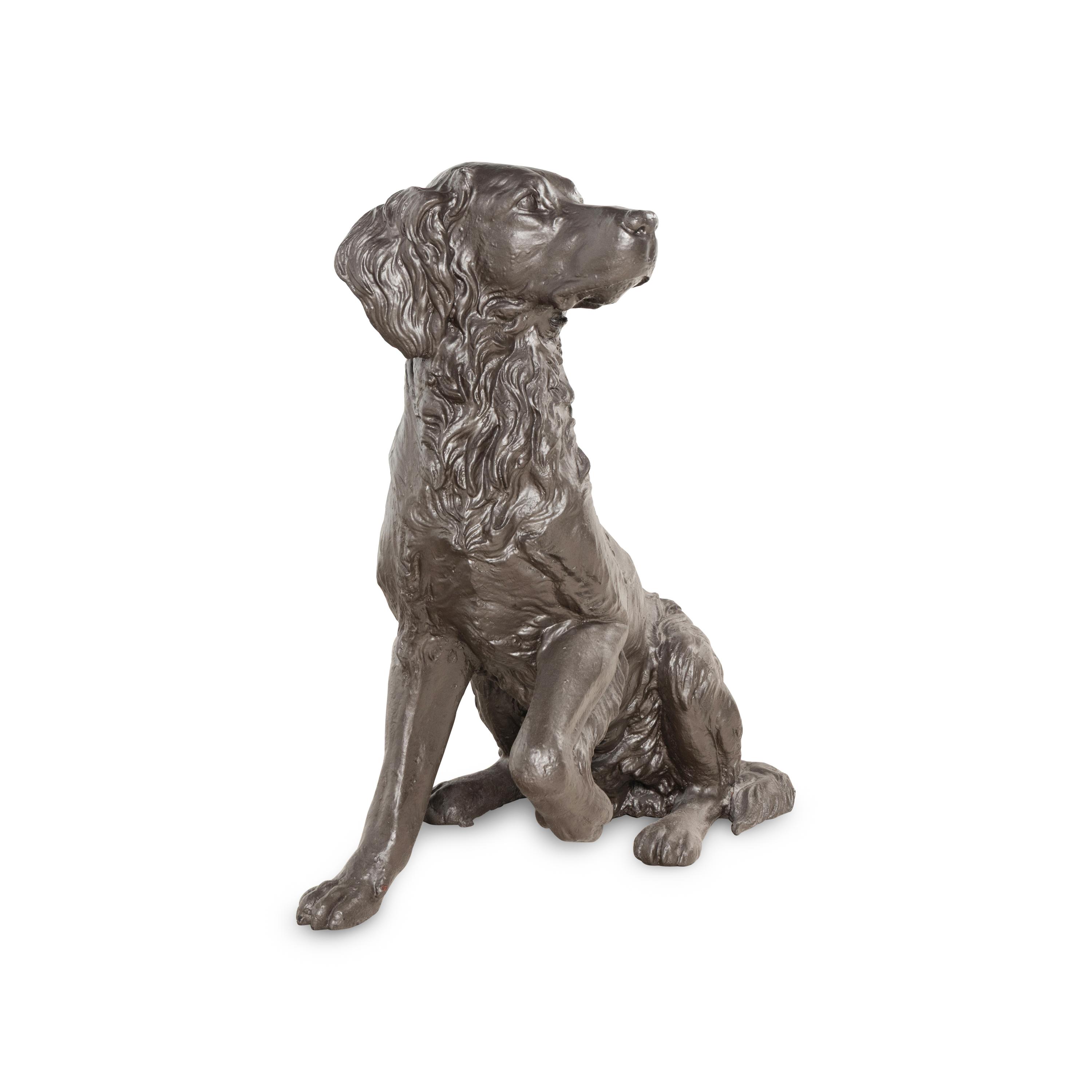 A Cast Iron Sculpture of a Dog