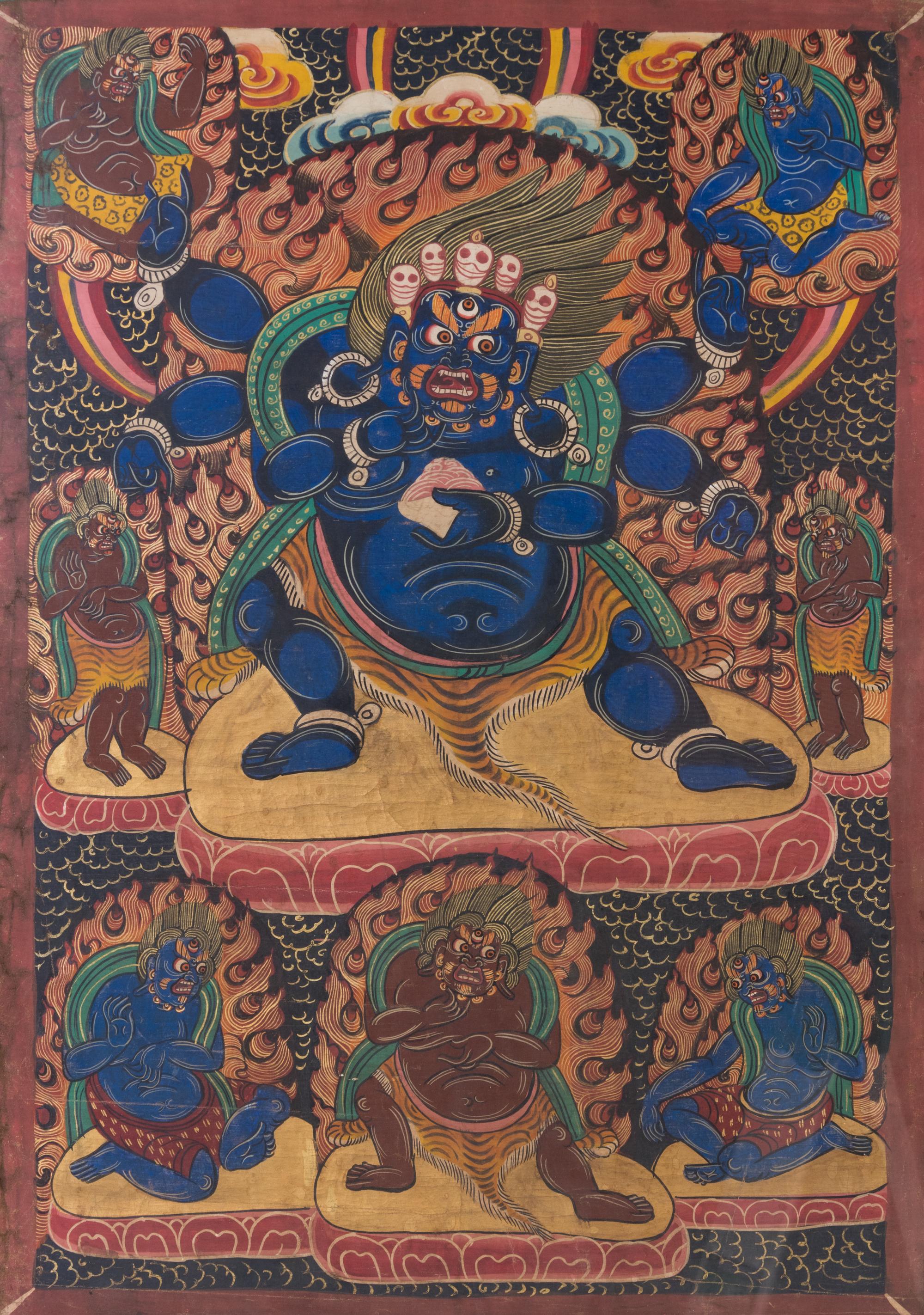 A Tibetan Thangka 28 1/2 x 20 3/8 inches (image).