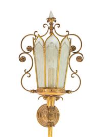 A Gilt Metal and Glass Wall Light