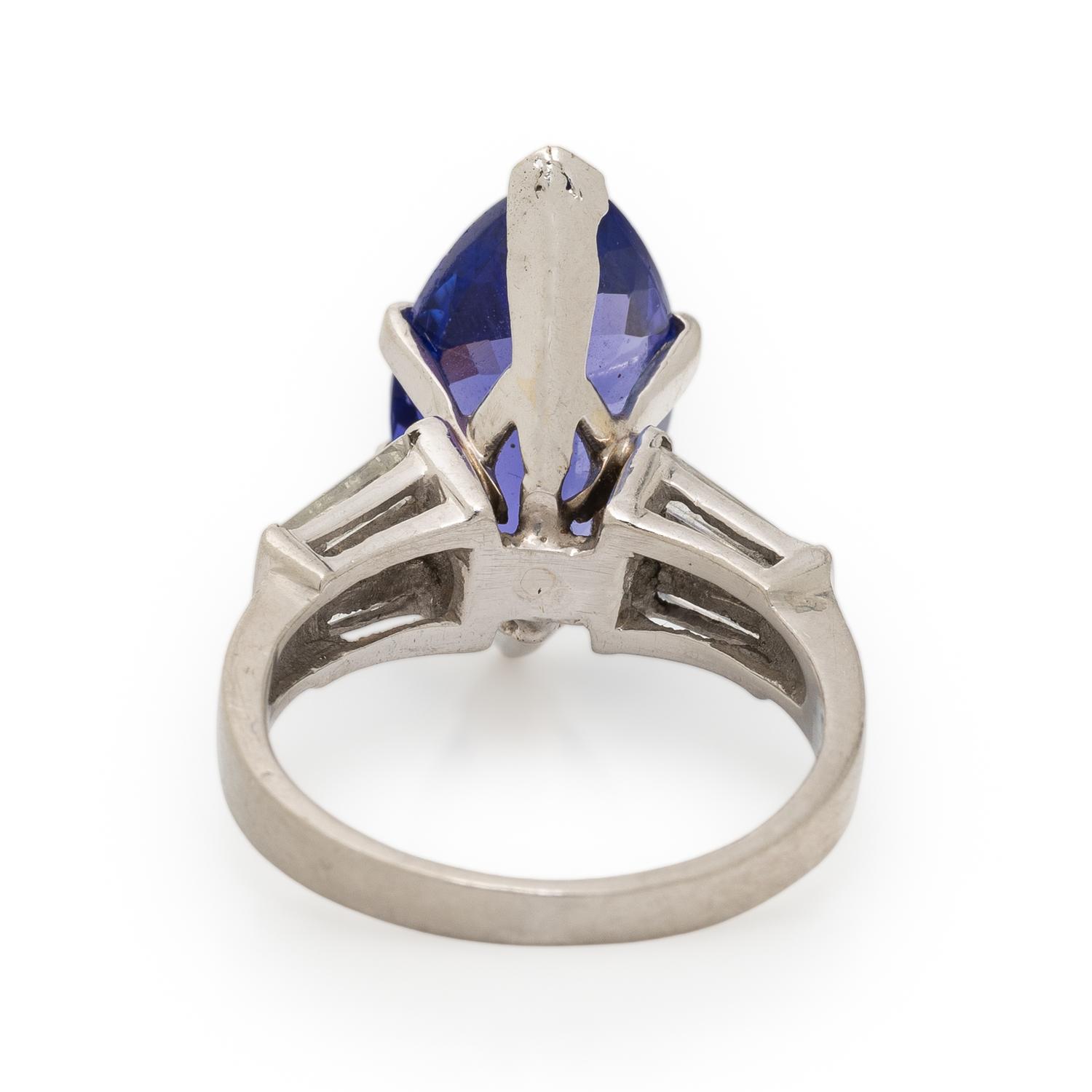 PLATINUM, TANZANITE AND DIAMOND RING