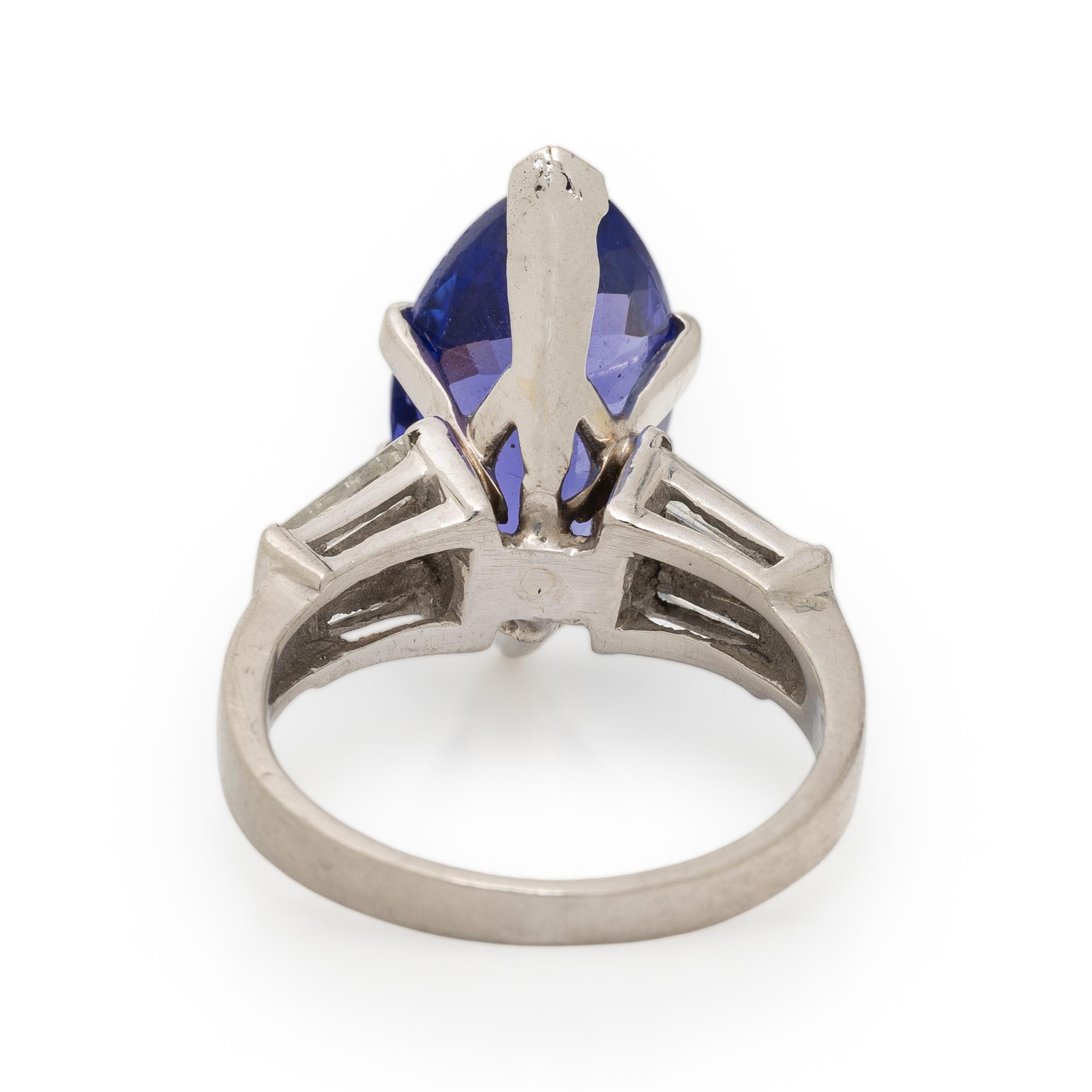 PLATINUM, TANZANITE AND DIAMOND RING