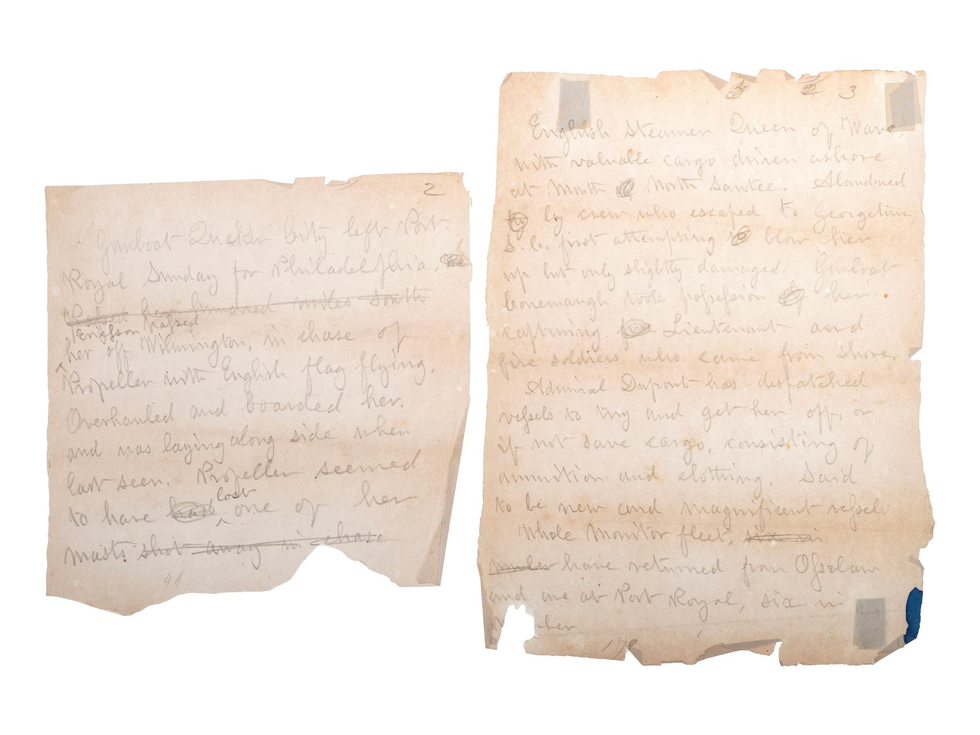 [CIVIL WAR - NAVY]. A group of documents related to the South Atlantic Blockading Squadron with South Carolina interest, including: