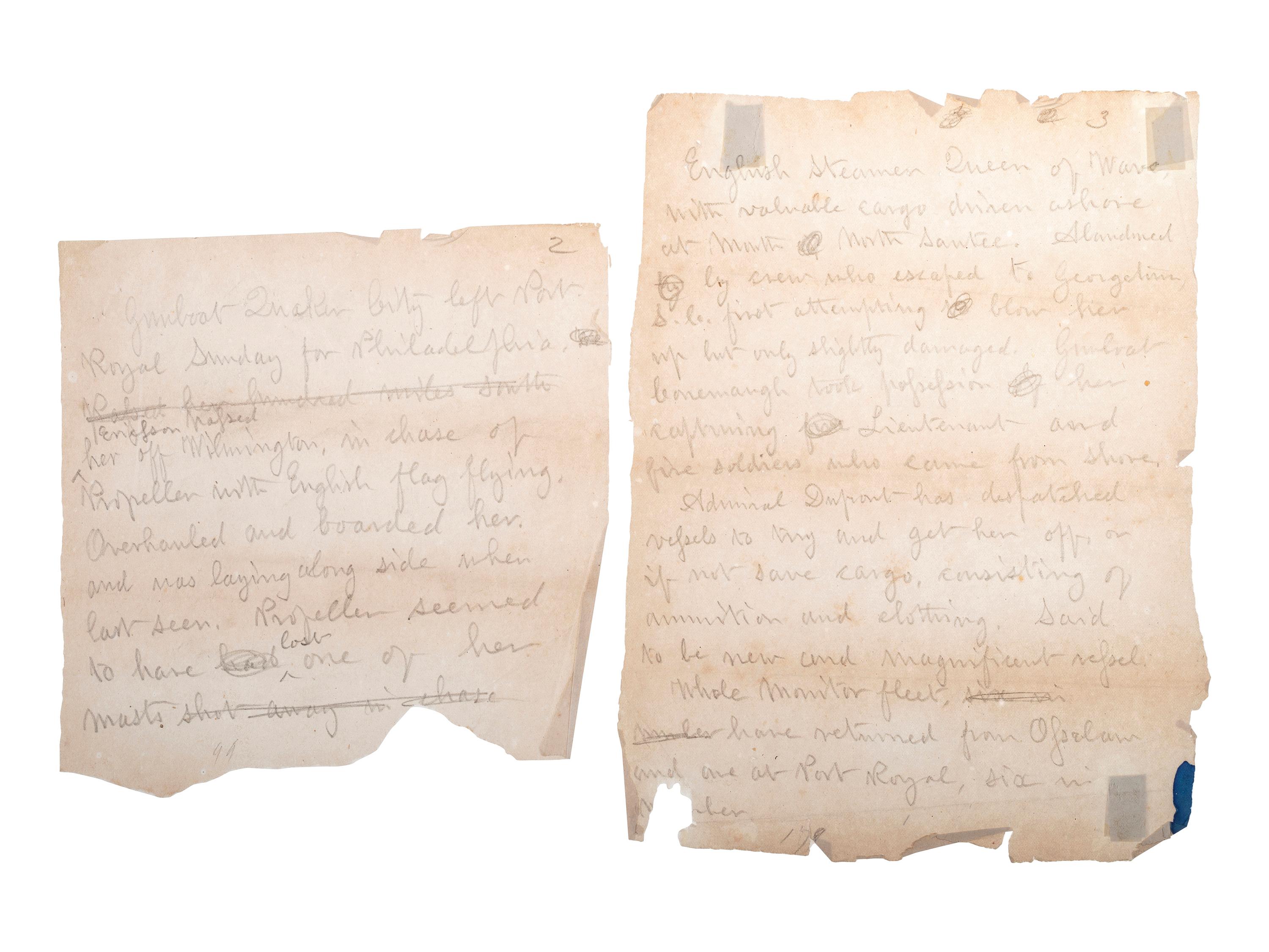 [CIVIL WAR - NAVY]. A group of documents related to the South Atlantic Blockading Squadron with South Carolina interest, including: