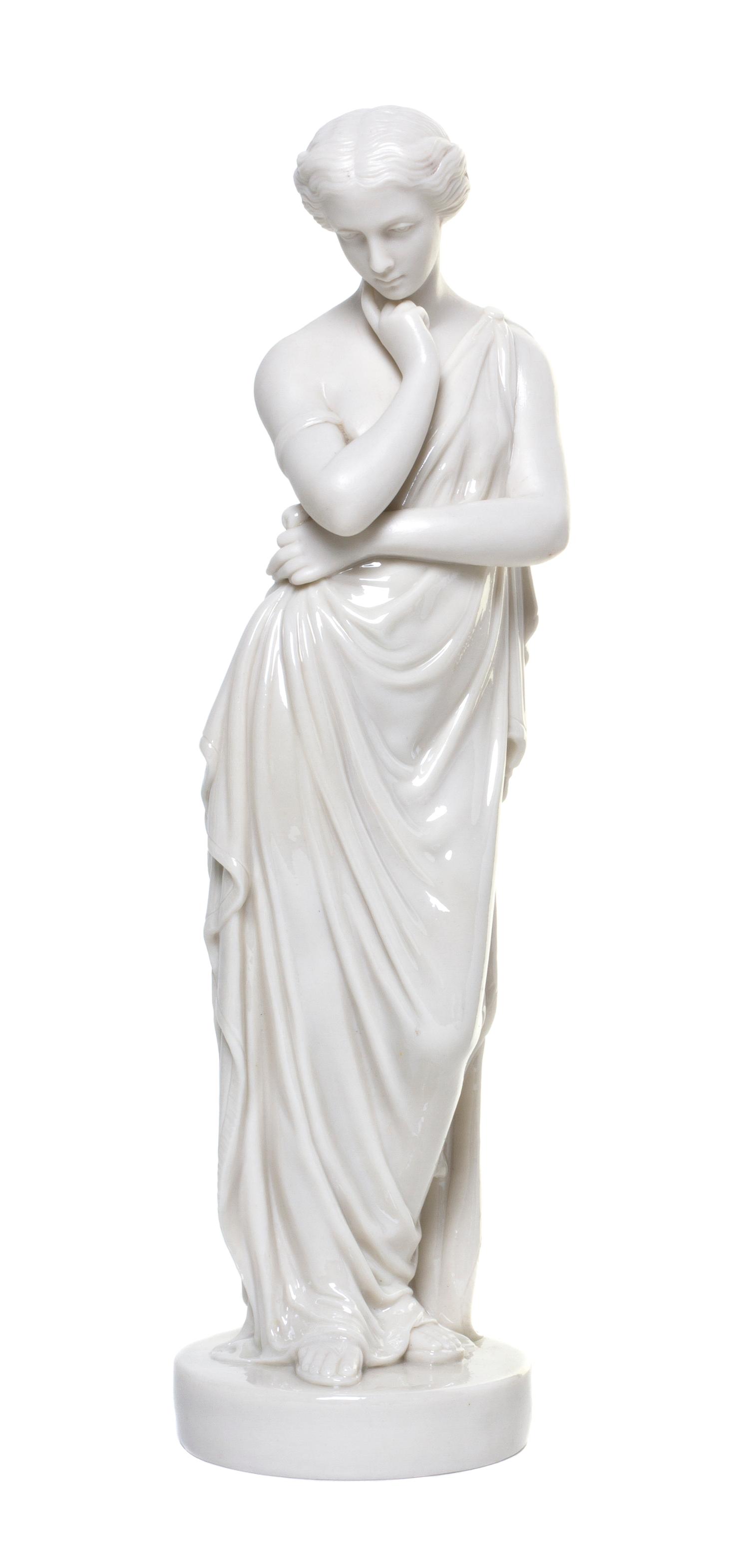 A Belleek Porcelain Figure, Height 14 3/4 inches.