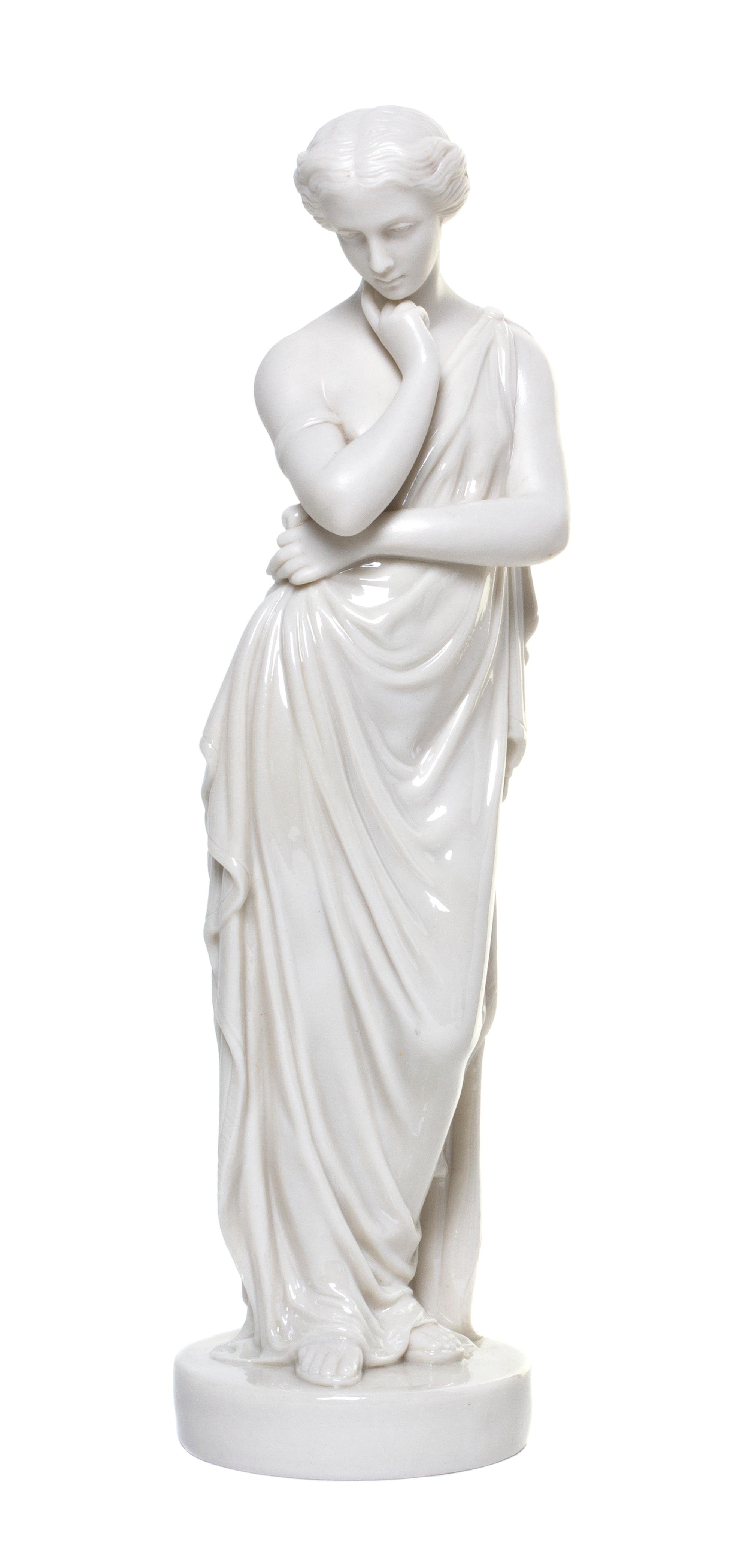 A Belleek Porcelain Figure, Height 14 3/4 inches.