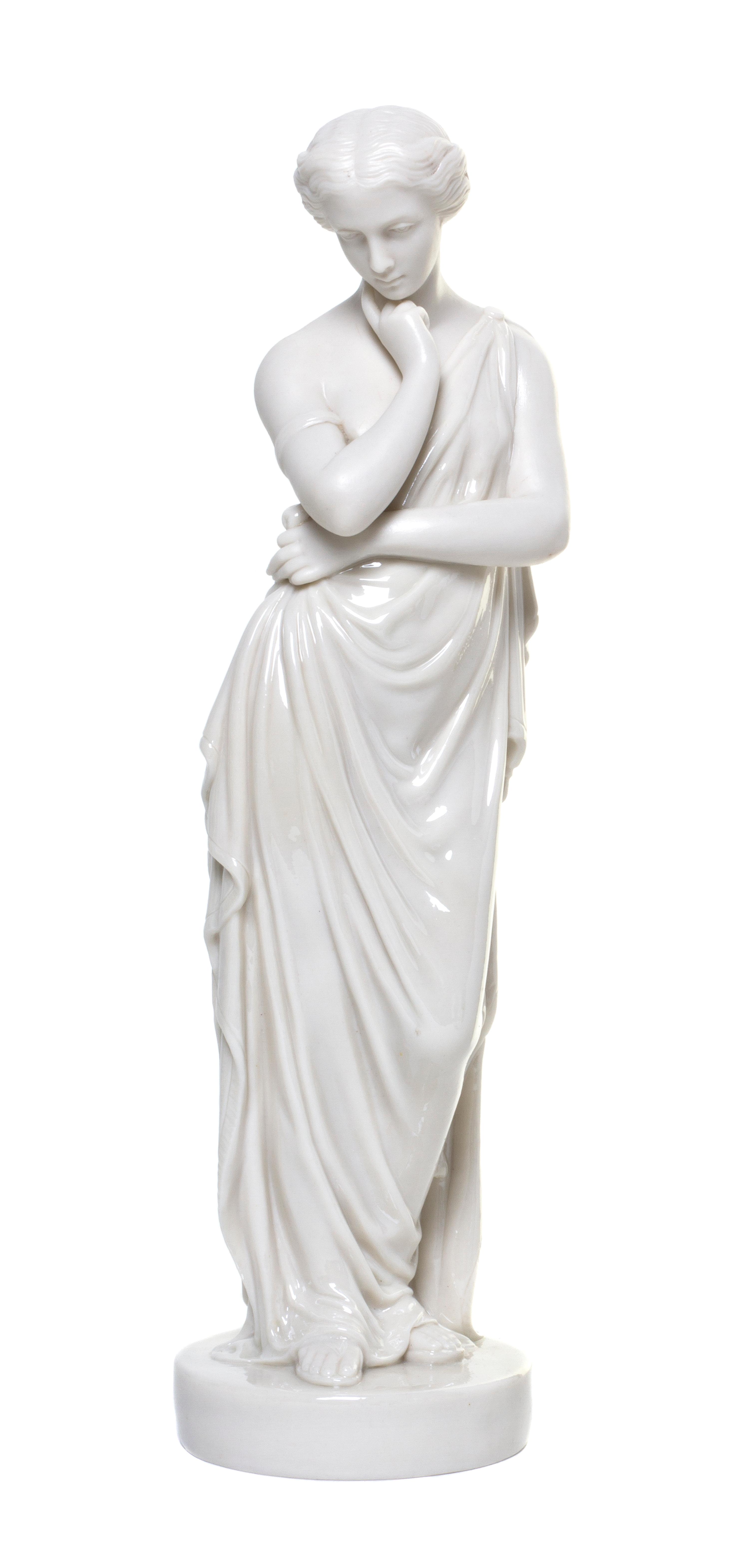 A Belleek Porcelain Figure, Height 14 3/4 inches.