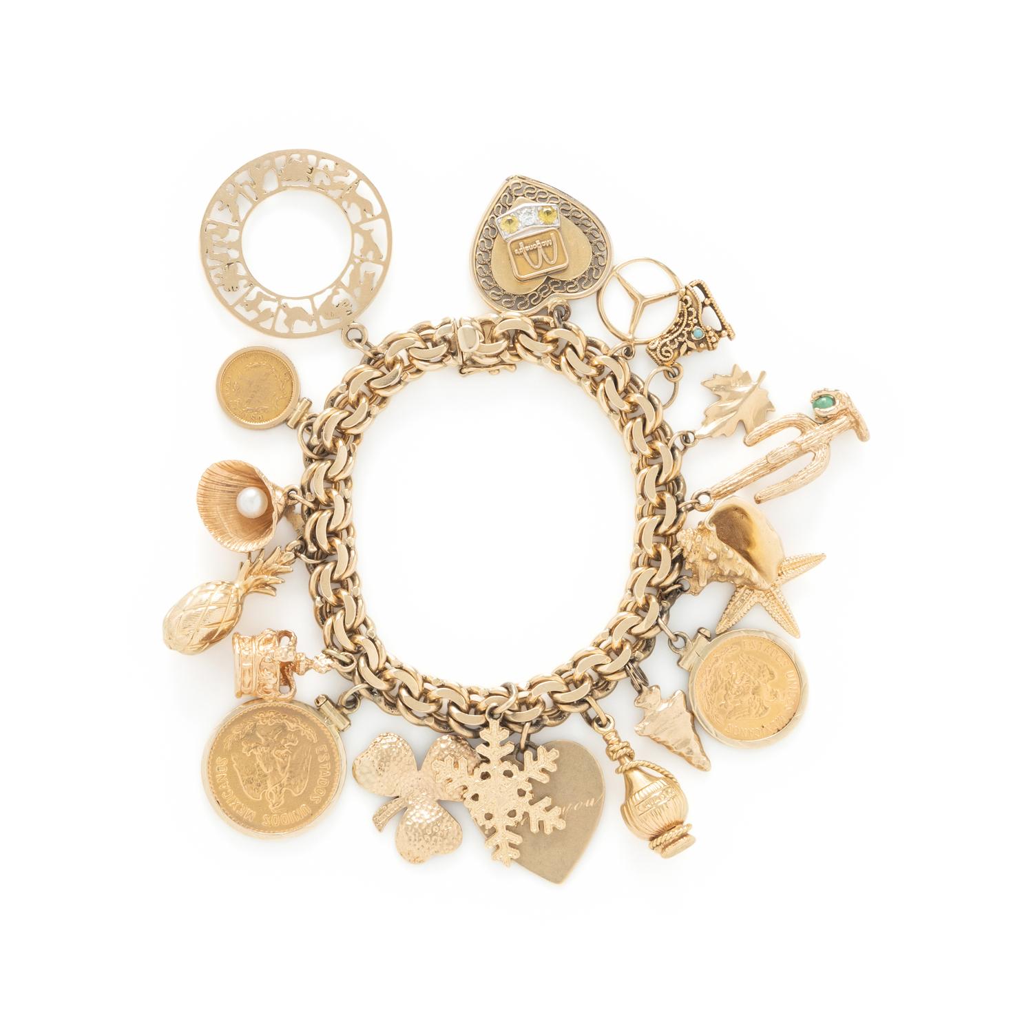 YELLOW GOLD CHARM BRACELET