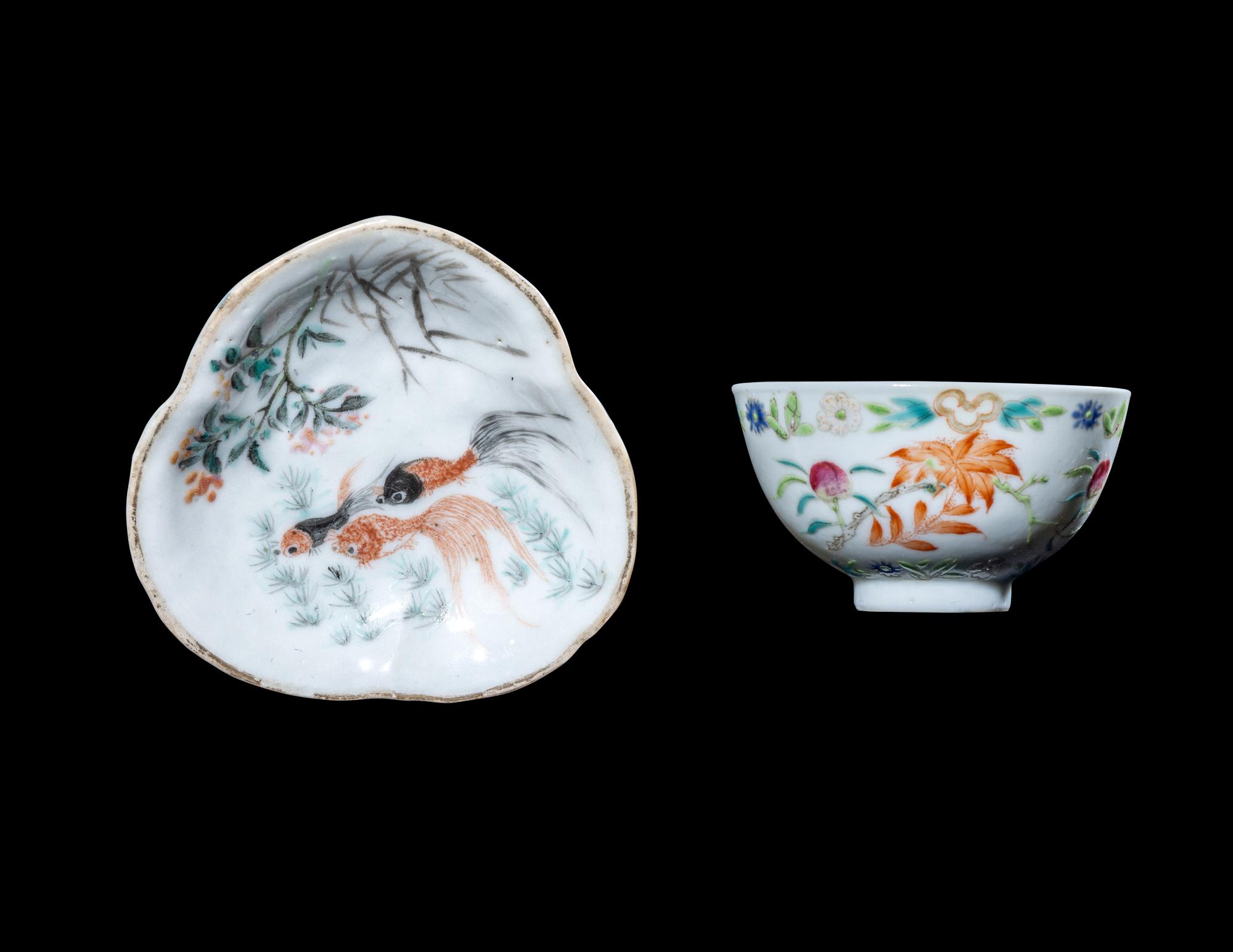 Three Chinese Famille Rose Porcelain Articles