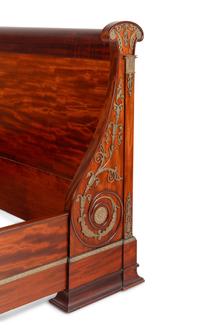 An Empire Revival Gilt Bronze Mounted Mahogany Lit En Bateau
