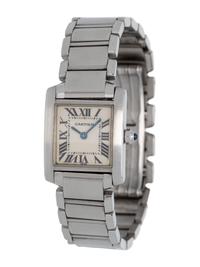 CARTIER, STAINLESS STEEL REF. 2384 'TANK FRANCAISE' WRISTWATCH